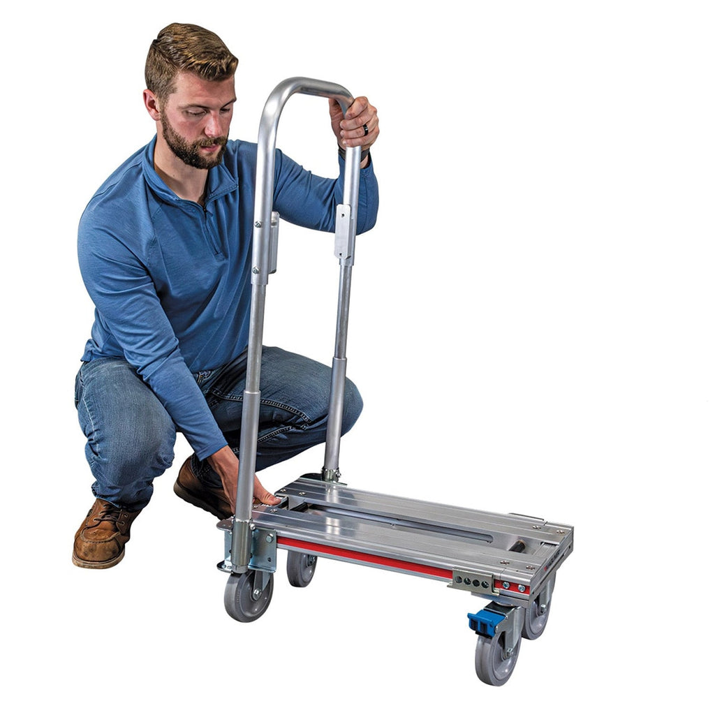 E-Track Aluminium Convertible Hand Truck - 226,8 kg Kapazität mit Loop Handle, Massivgummirollen und verstellbarem Deck