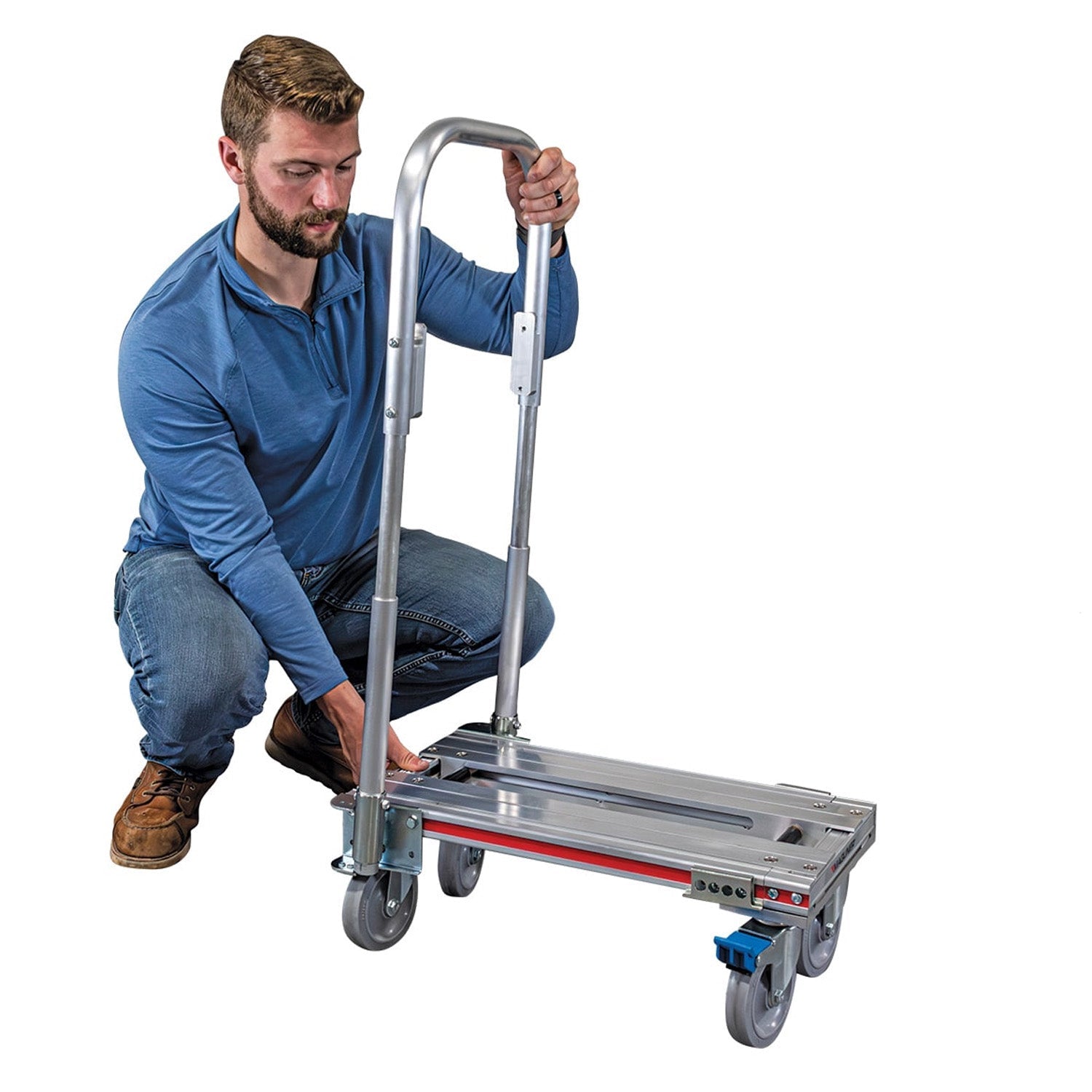 E-Track Aluminium Convertible Hand Truck - 226,8 kg Kapazität mit Loop Handle, Massivgummirollen und verstellbarem Deck