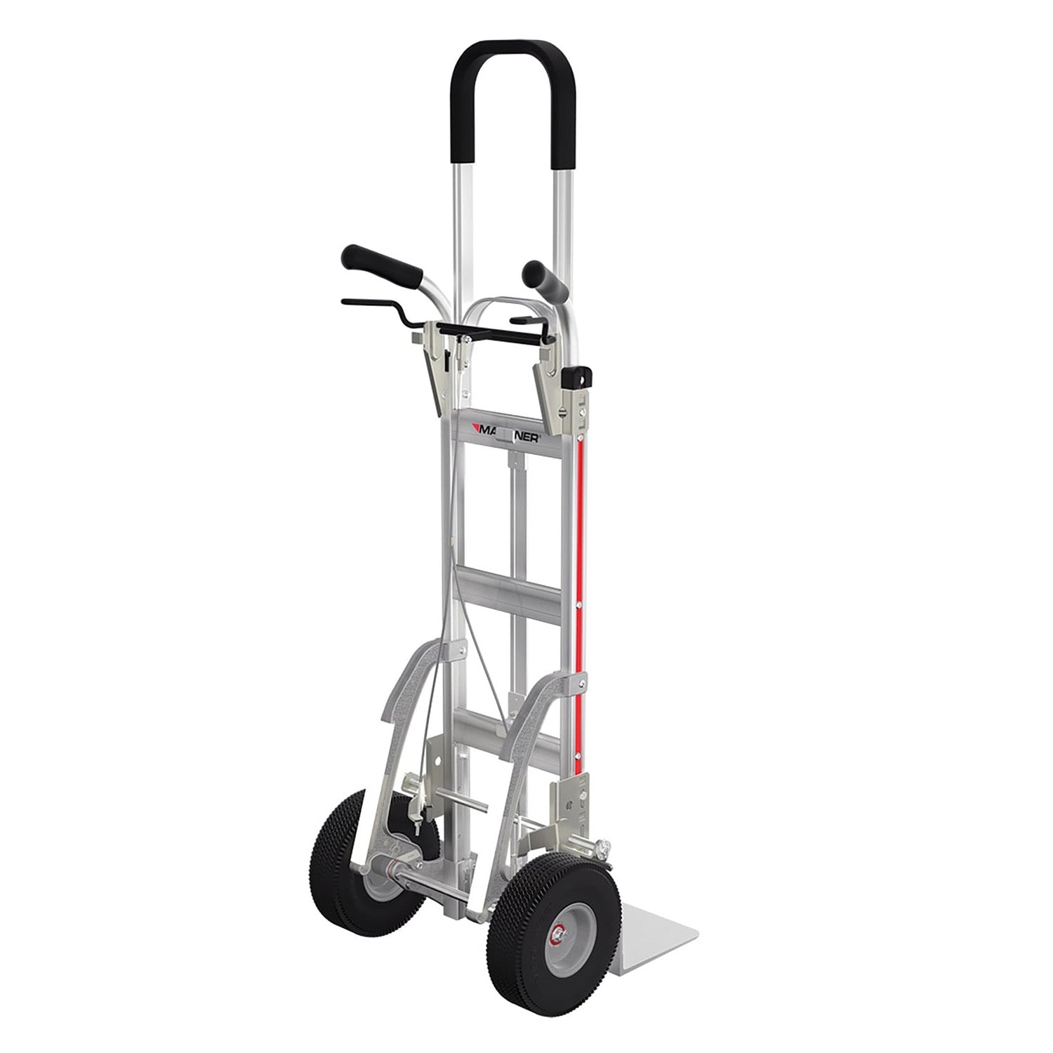 E-Track Aluminium Hand Truck - 226,8 kg Kapazität mit großen Dual Grip Griffe, 10' Mikrozellulare Reifen, Treppenkufen und Bremsen