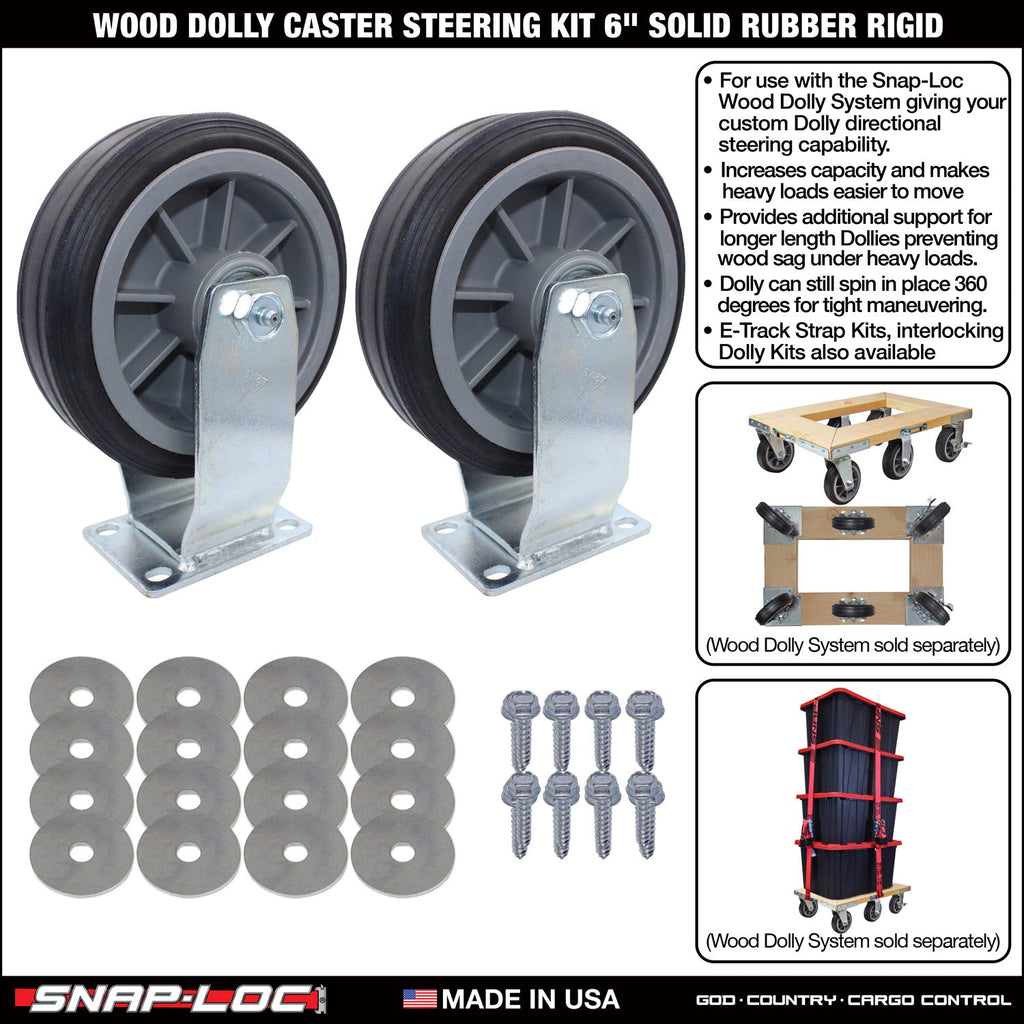 SNAP-LOC Wood Dolly Caster Steering Kit 6' Solid Rubber
