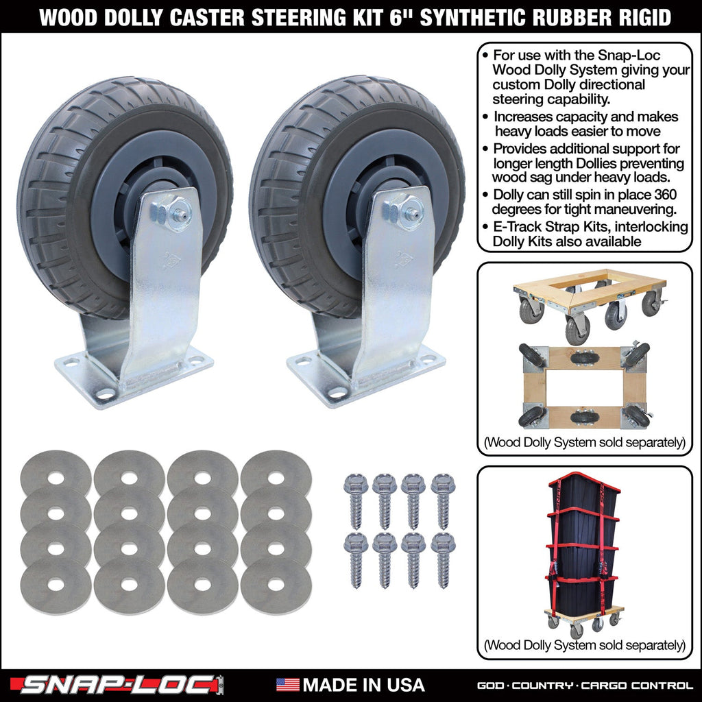 SNAP-LOC Wood Dolly Caster Steering Kit 6' Synthetischer Gummi