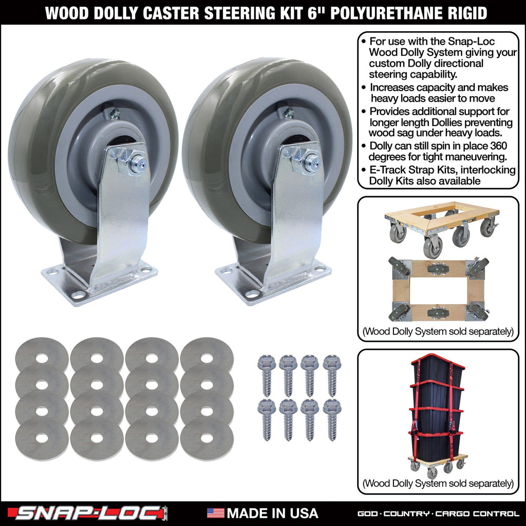 SNAP-LOC Wood Dolly Caster Steering Kit 6' Polyurethan