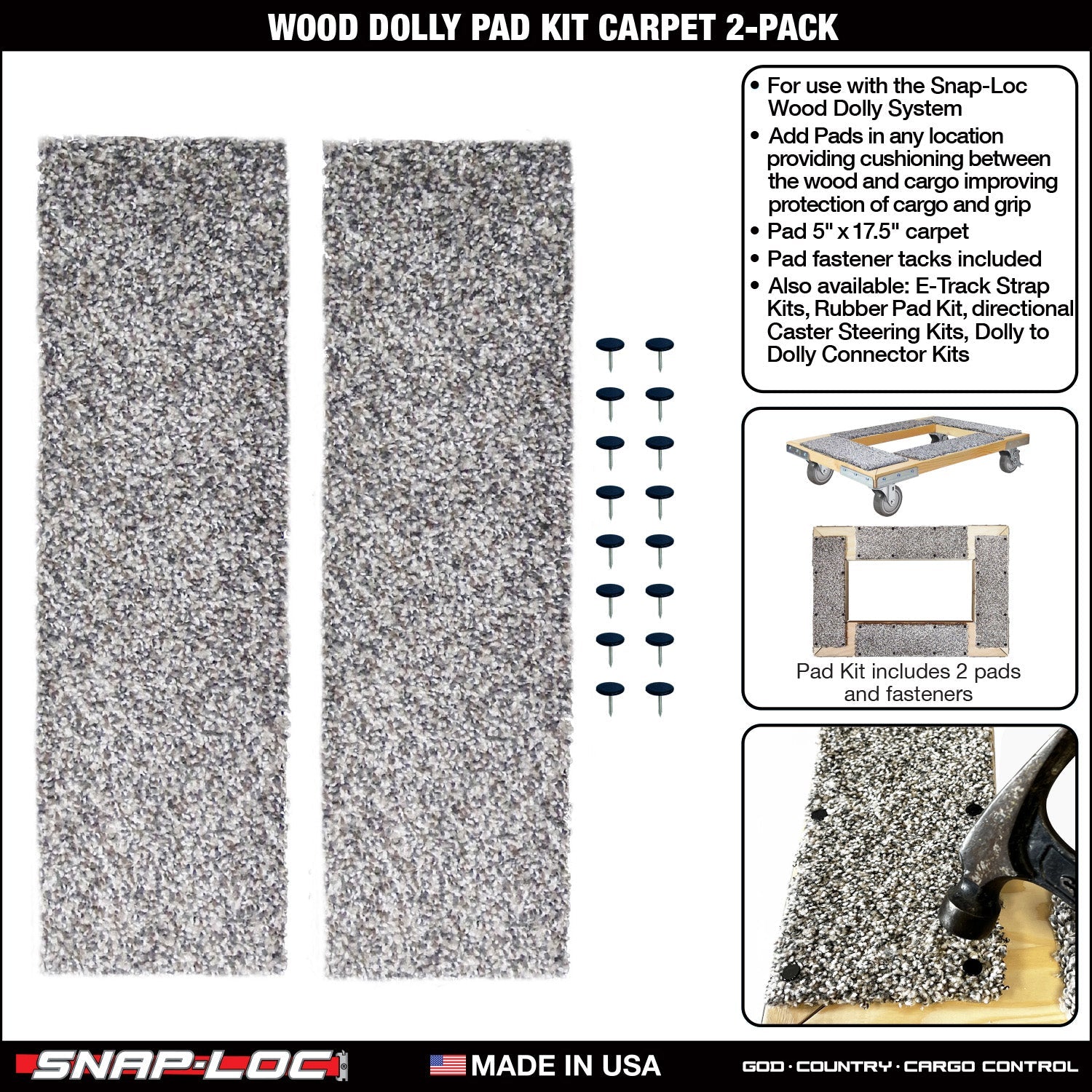 SNAP-LOC Wood Dolly Pad Kit Teppich 5'x17.5' 2er-Packung