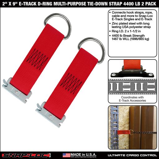 Snap-Loc 2' x 9' E-Track D-Ring Strap - 2 kg