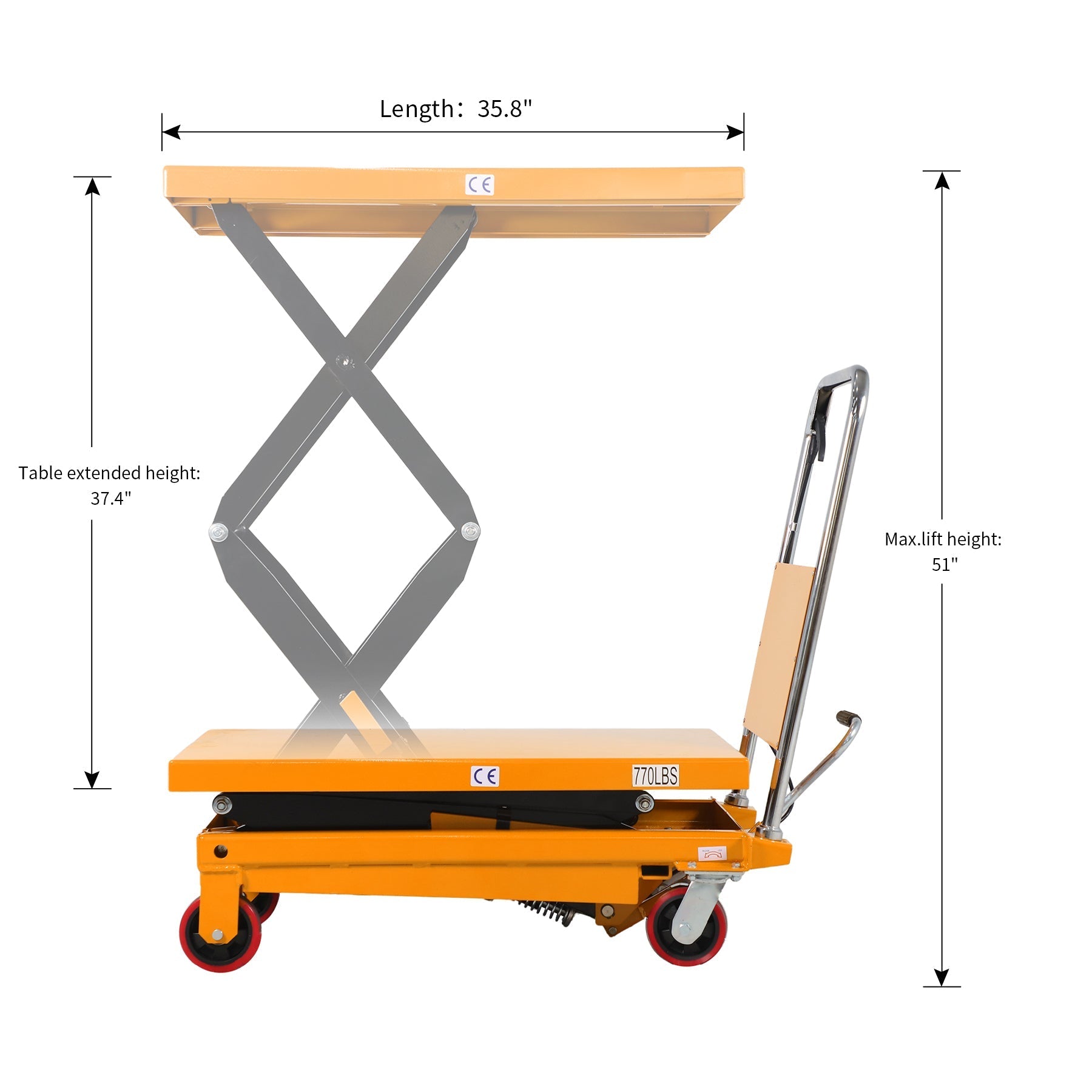 Doppelscheren Hebetisch 349,27 kg 51.2' Hebehöhe