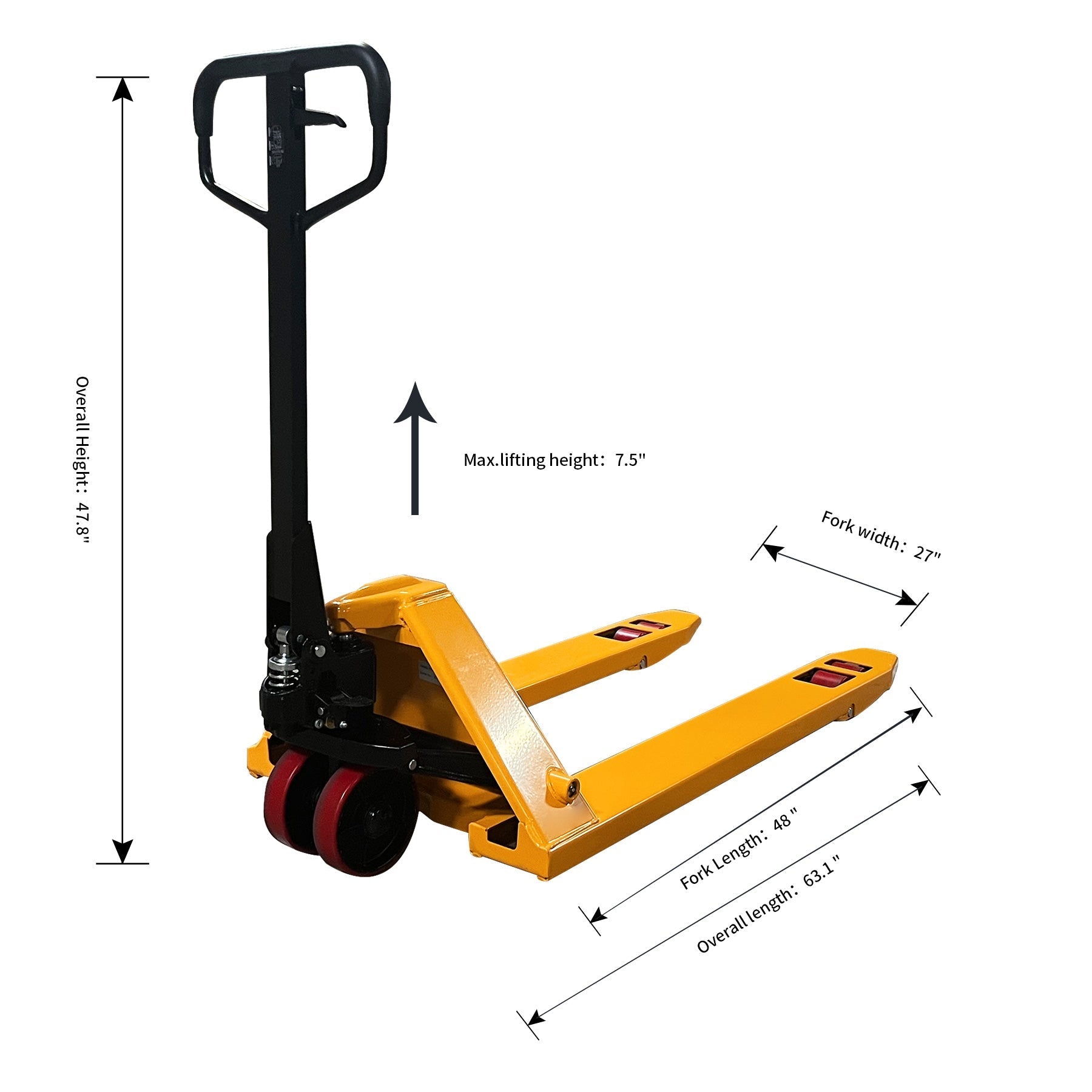 Heavy Duty Manual Hand Palette Jack für Material Handling 3492,66 kg 48 'x27'Fork
