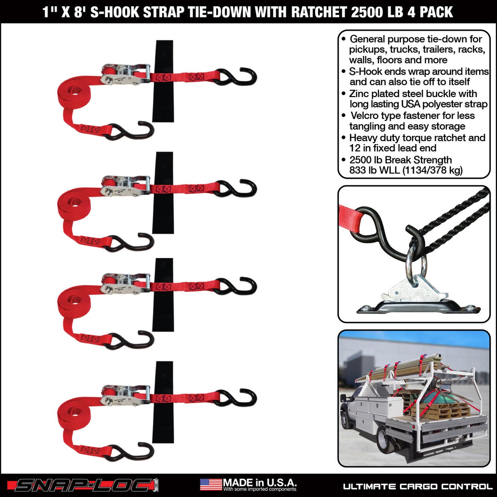 Snap-Loc 1 'x 8' S-Hook Ratchet Strap - Frachtkontrolle - 1,13 kg