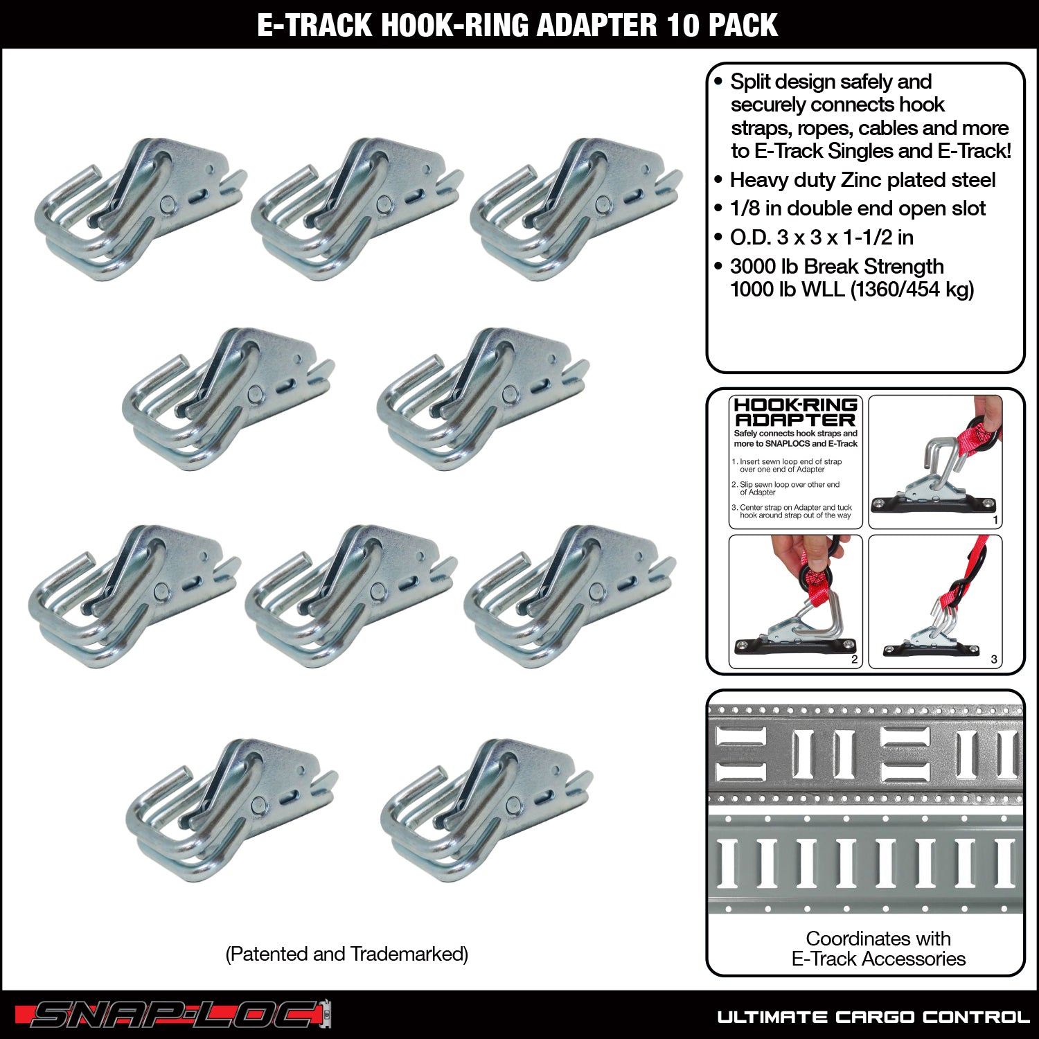 Snap-Loc E-Track Hakenring Adapter – Frachtkontrolle