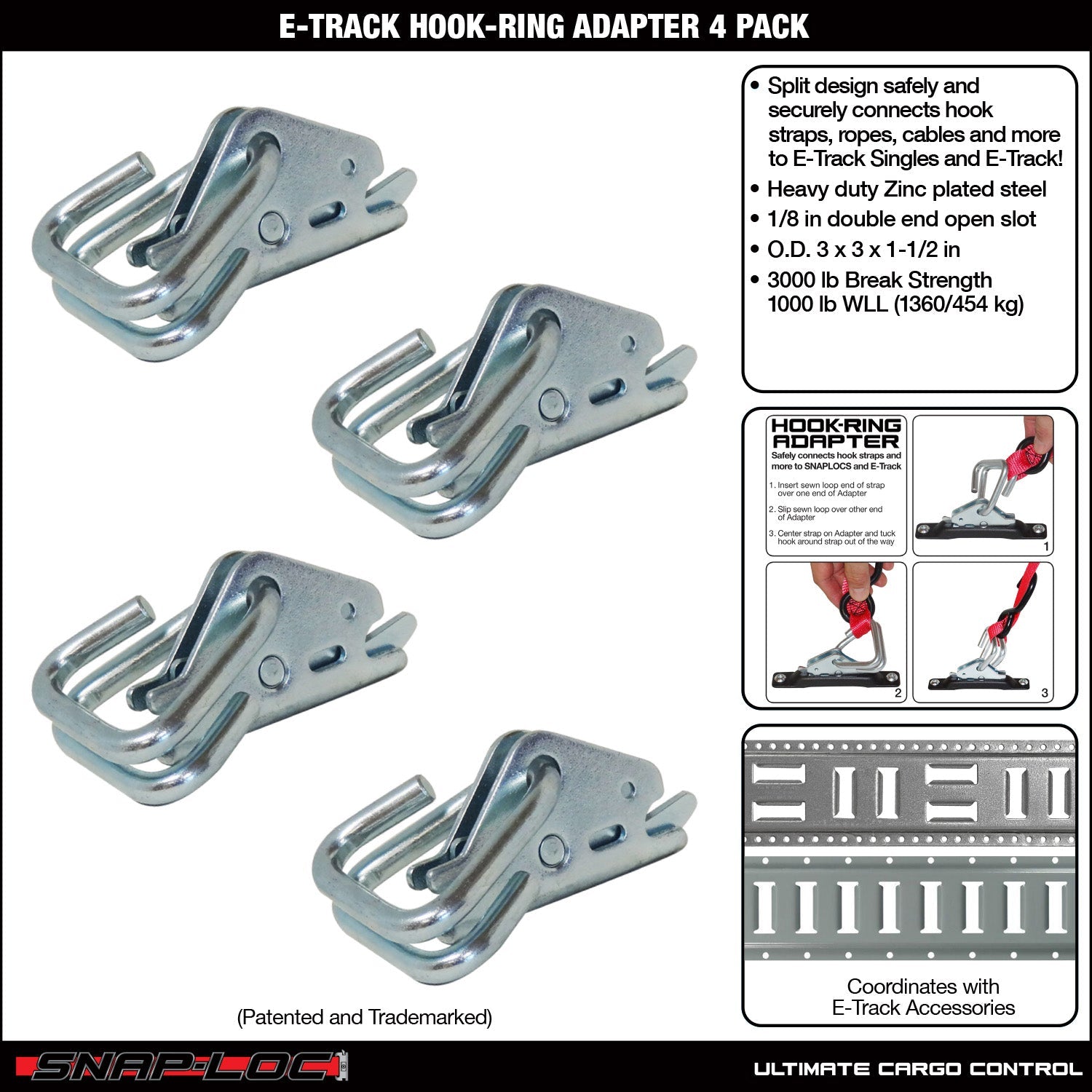 Snap-Loc E-Track Hakenring Adapter – Frachtkontrolle