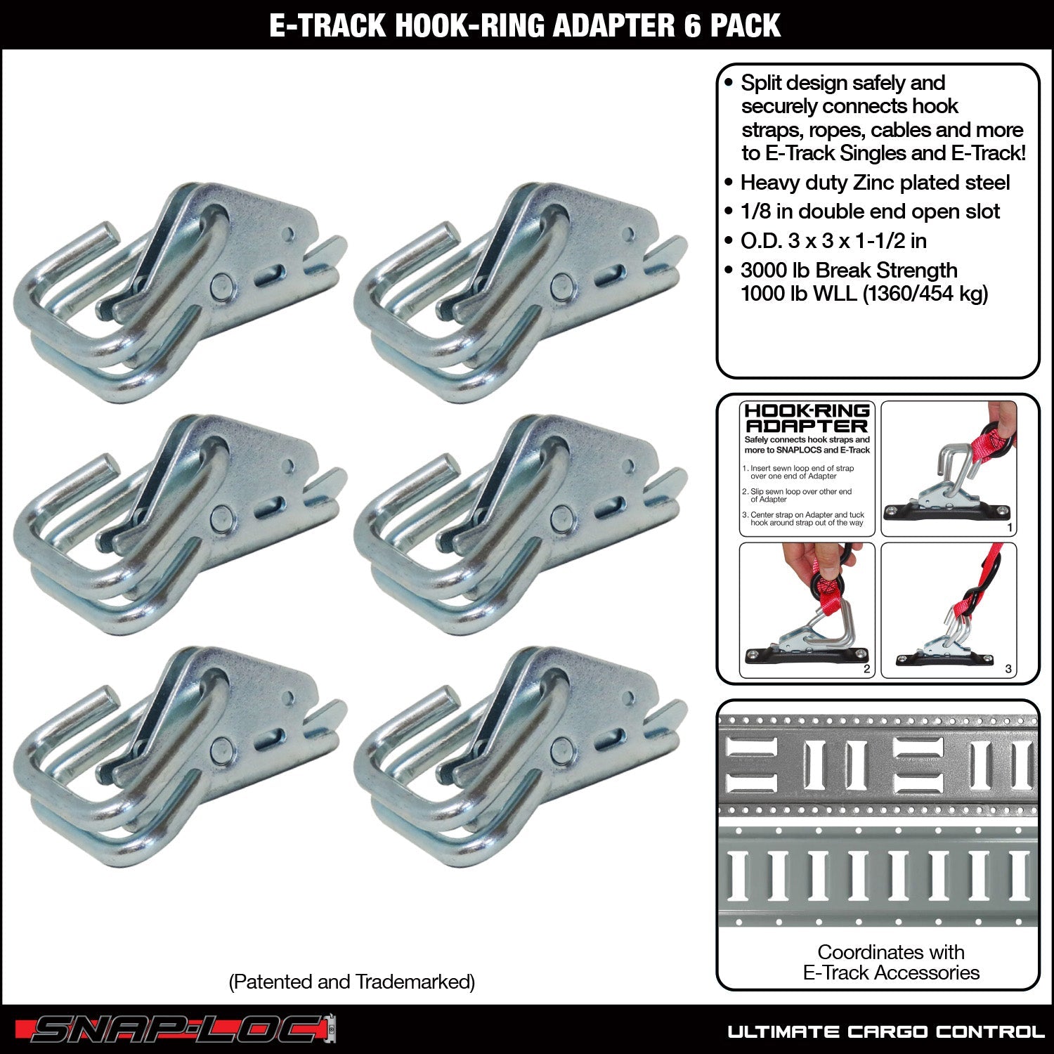 Snap-Loc E-Track Hakenring Adapter – Frachtkontrolle