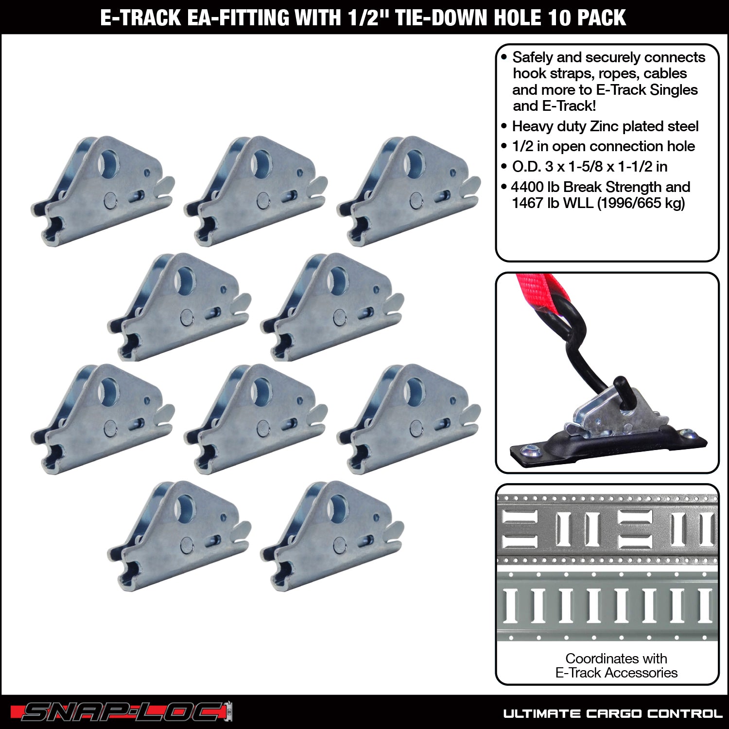 Snap-Loc E-Track EA Fitting – 1/2' Hole Cargo Tie-Down