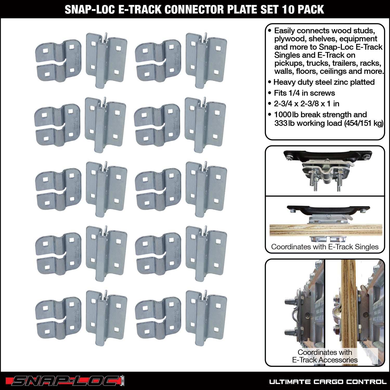 Snap-Loc E-Track Connector Plate Set – Frachtsteuerung