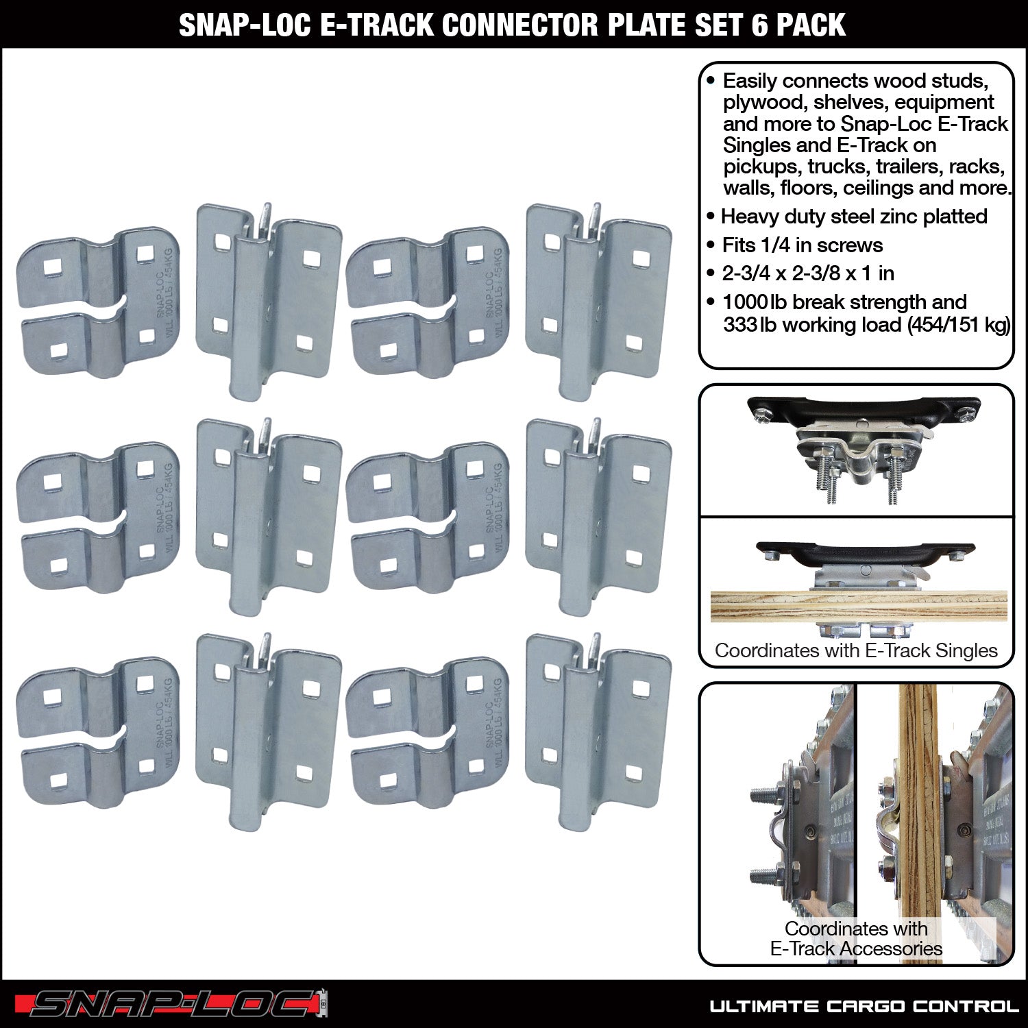 Snap-Loc E-Track Connector Plate Set – Frachtsteuerung