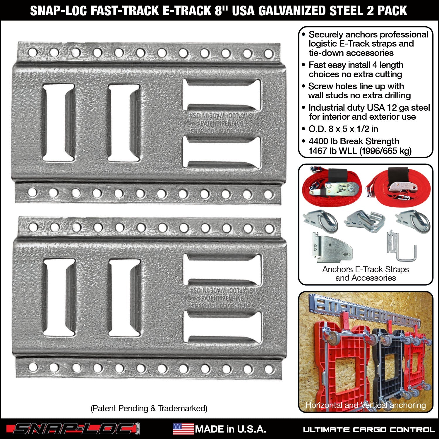 Fast-Track E-Track; USA Galvanized Steel Horizontal Vertikal
