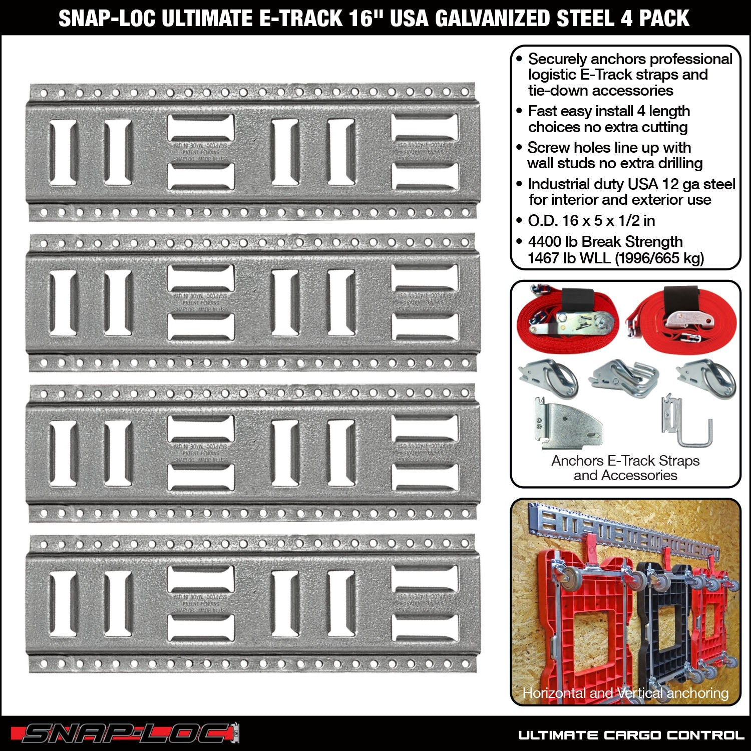 Fast-Track E-Track; USA Galvanized Steel Horizontal Vertikal
