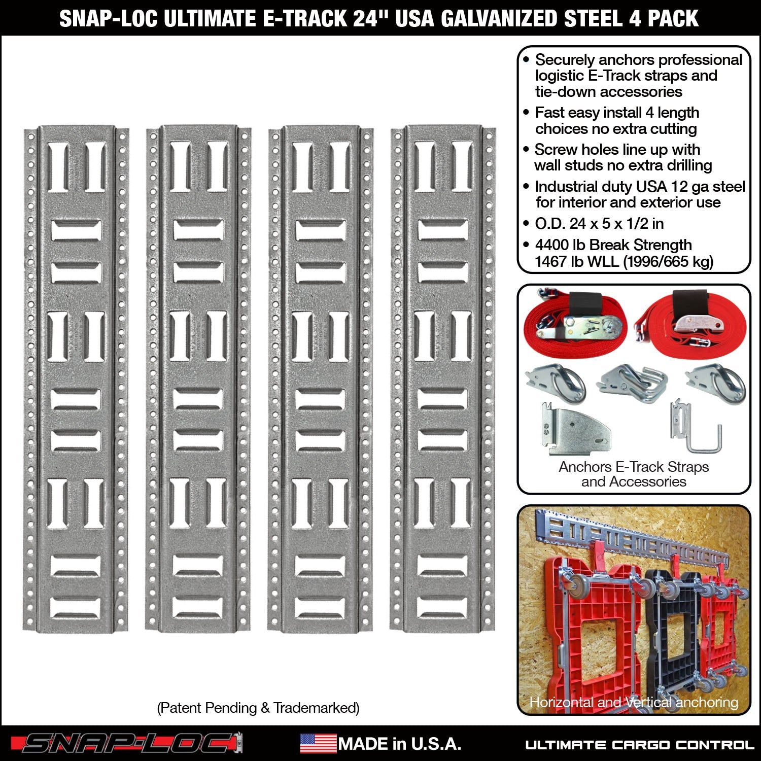 Fast-Track E-Track; USA Galvanized Steel Horizontal Vertikal