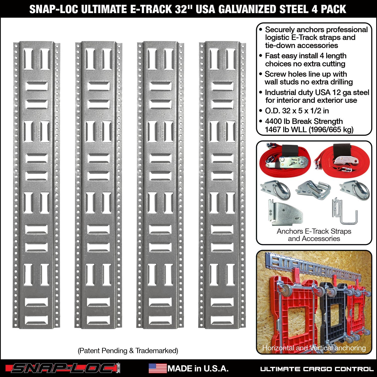 Fast-Track E-Track; USA Galvanized Steel Horizontal Vertikal