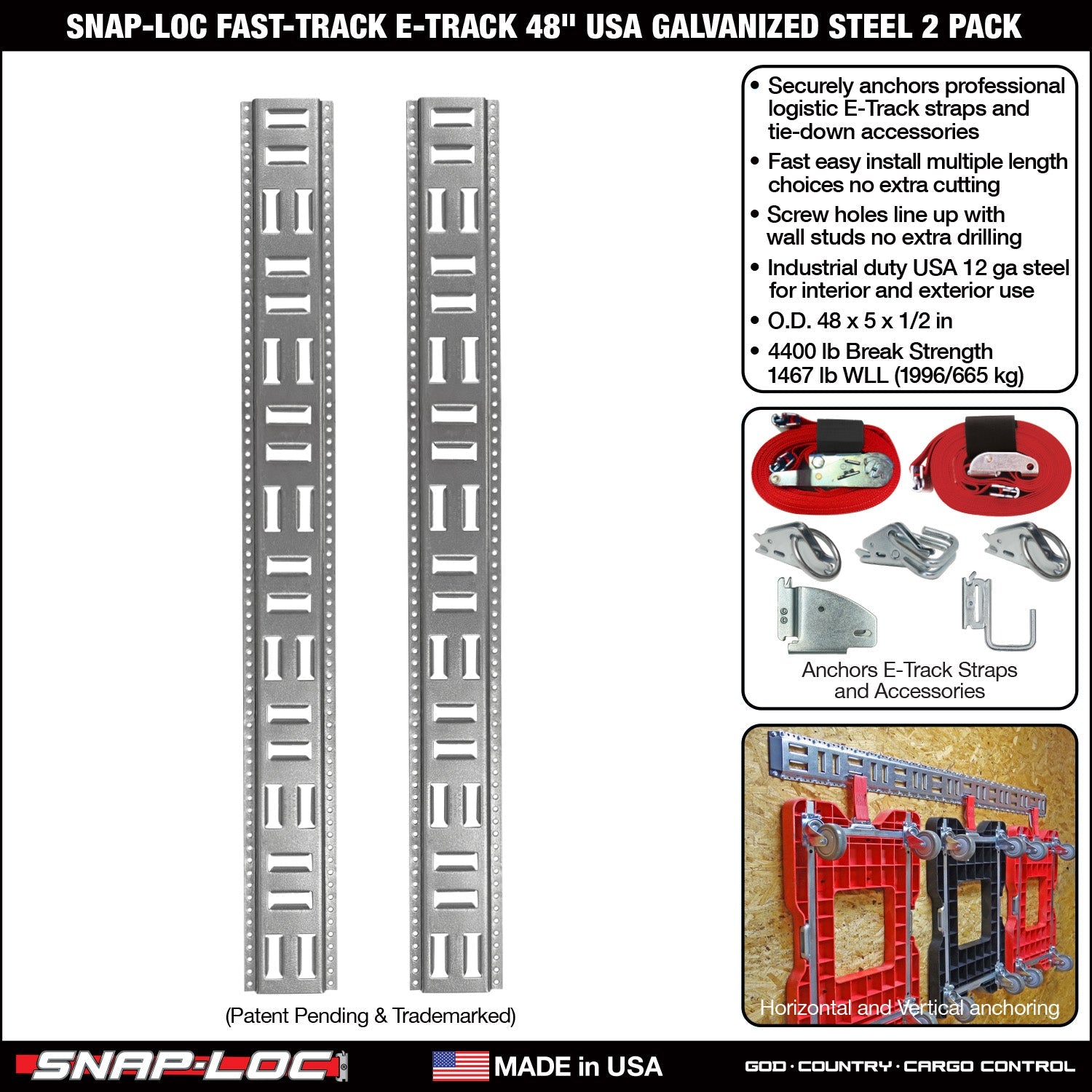 Fast-Track E-Track; USA Galvanized Steel Horizontal Vertikal