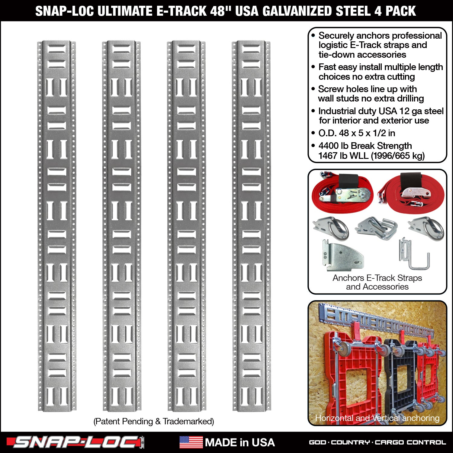 Fast-Track E-Track; USA Galvanized Steel Horizontal Vertikal