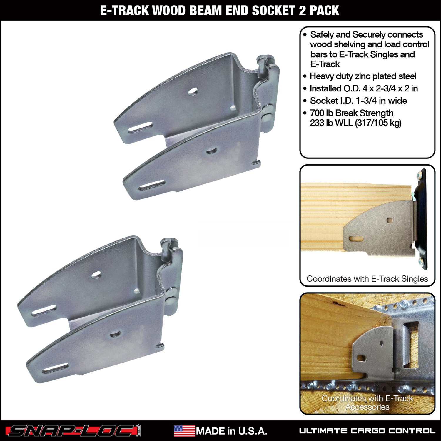 Snap-Loc E-Track Wood Beam End Socket – Cargo Shoring