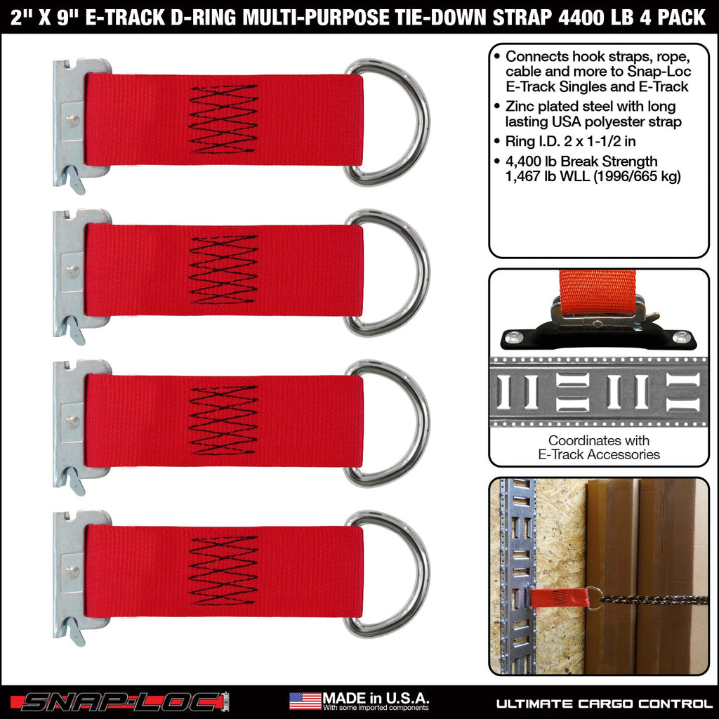Snap-Loc 2' x 9' E-Track D-Ring Strap - 2 kg